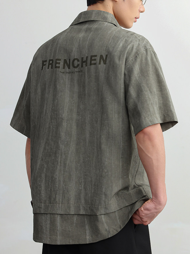 【萊賽爾亞麻】高端老錢美式復古條紋短袖襯衫男抗皺涼感開衫外套