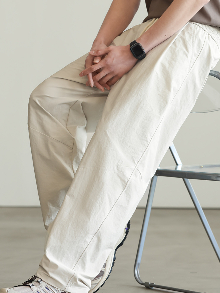 抗皺微錐顯瘦鬆緊腰休閒褲男士2025夏季立體廓形通勤休閒新款長褲