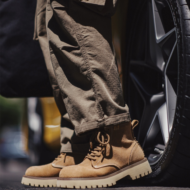 2025秋冬新款男士中幫真牛皮馬丁靴厚底美式復古休閒工裝靴