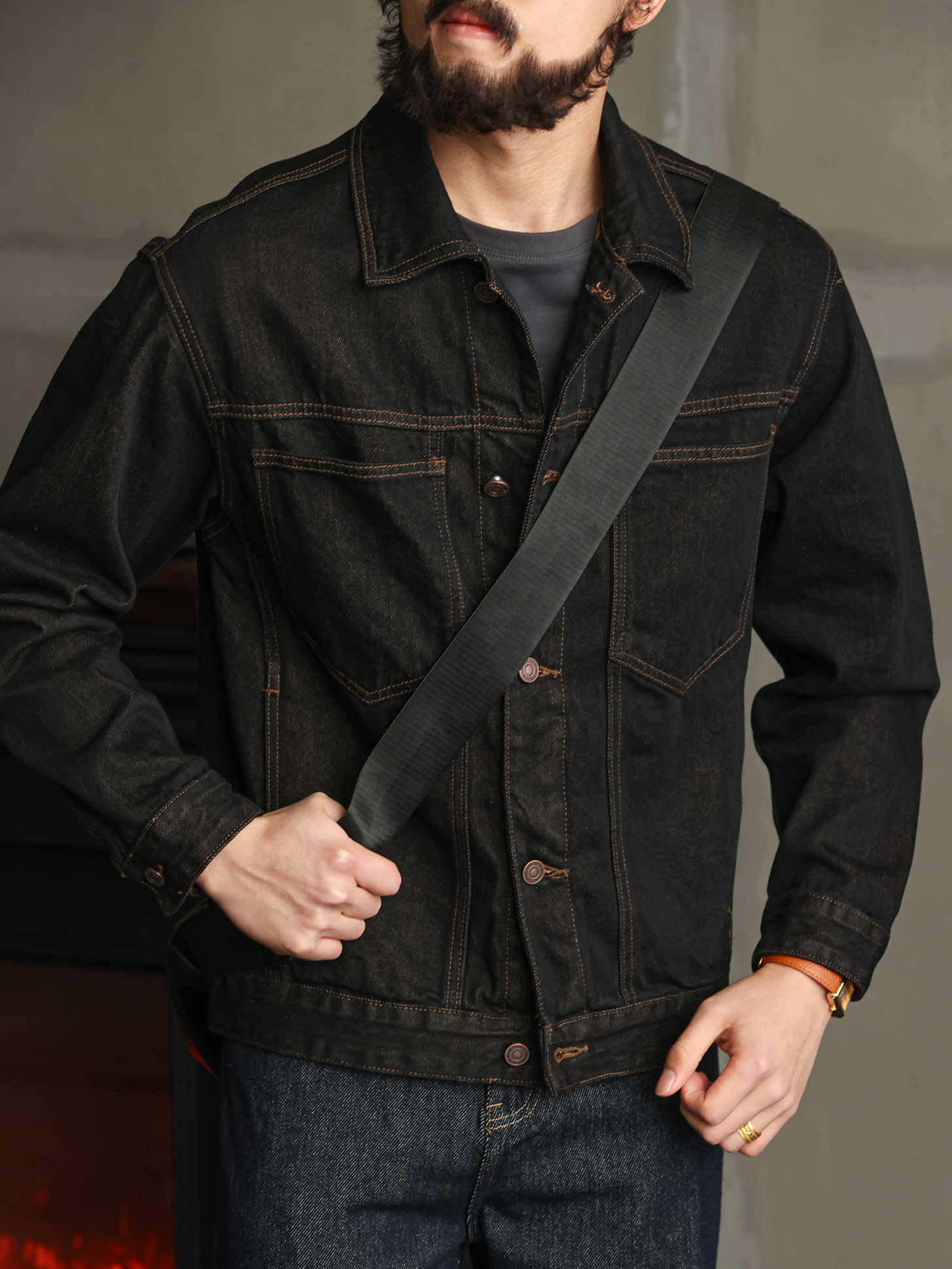 【紳士型格】純棉原牛色短款牛仔夾克男秋季高級簡約外套