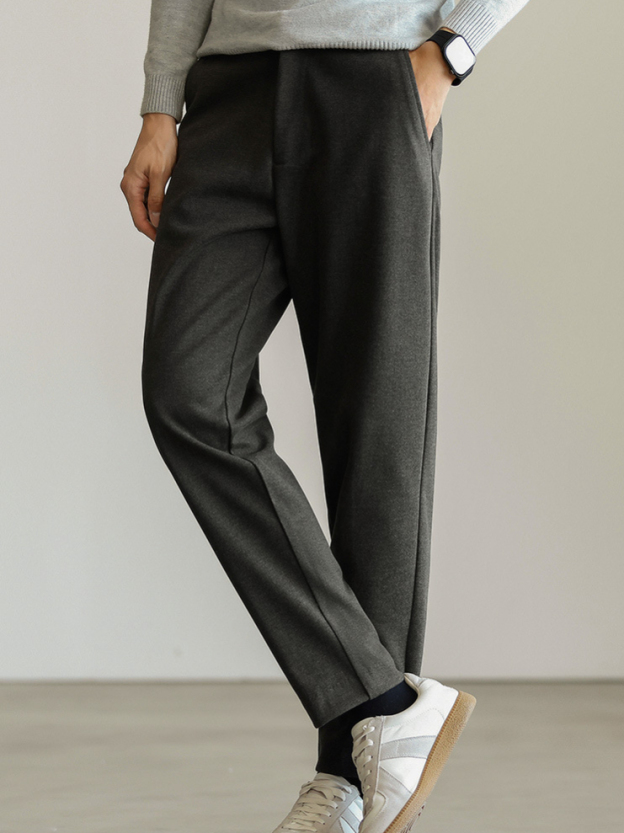 秋冬毛呢青年西褲商務輕熟休閒彈力直筒垂感九分褲高級感