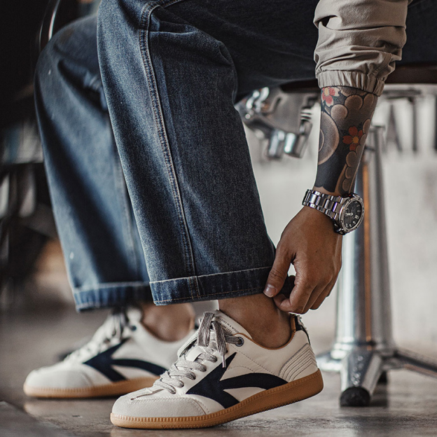 復古德訓鞋男2024夏季新款潮百搭平底板鞋阿甘運動休閒小白鞋-Retro's Wear