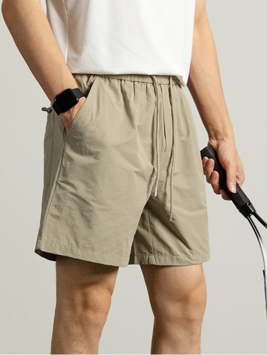 【速幹】冰絲涼感短褲男夏季戶外運動純色寬鬆工裝五分褲薄款