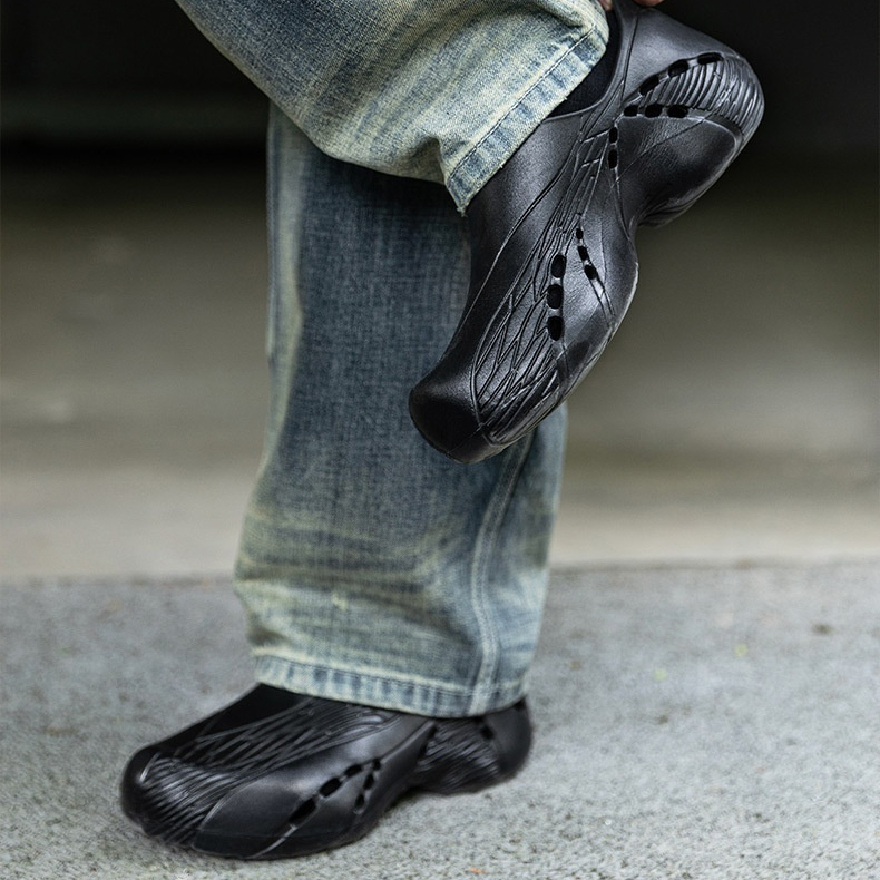 MRA蜻蜓廚師鞋男款夏季2025新款外穿黑色包頭拖鞋開車凉鞋洞洞鞋