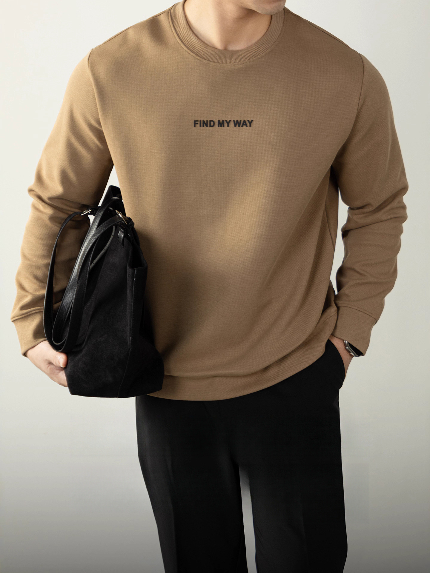 時尚先鋒款350G重磅插肩袖衛衣立體字母男士親膚空氣棉潮流打底衫