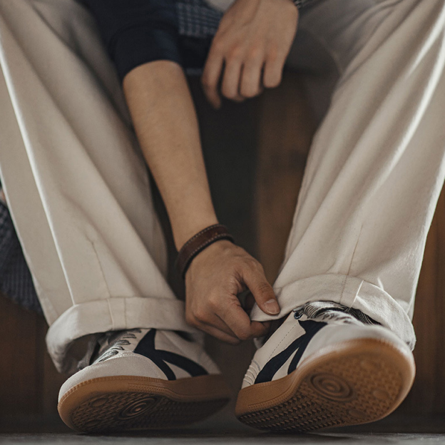 復古德訓鞋男2024夏季新款潮百搭平底板鞋阿甘運動休閒小白鞋-Retro's Wear