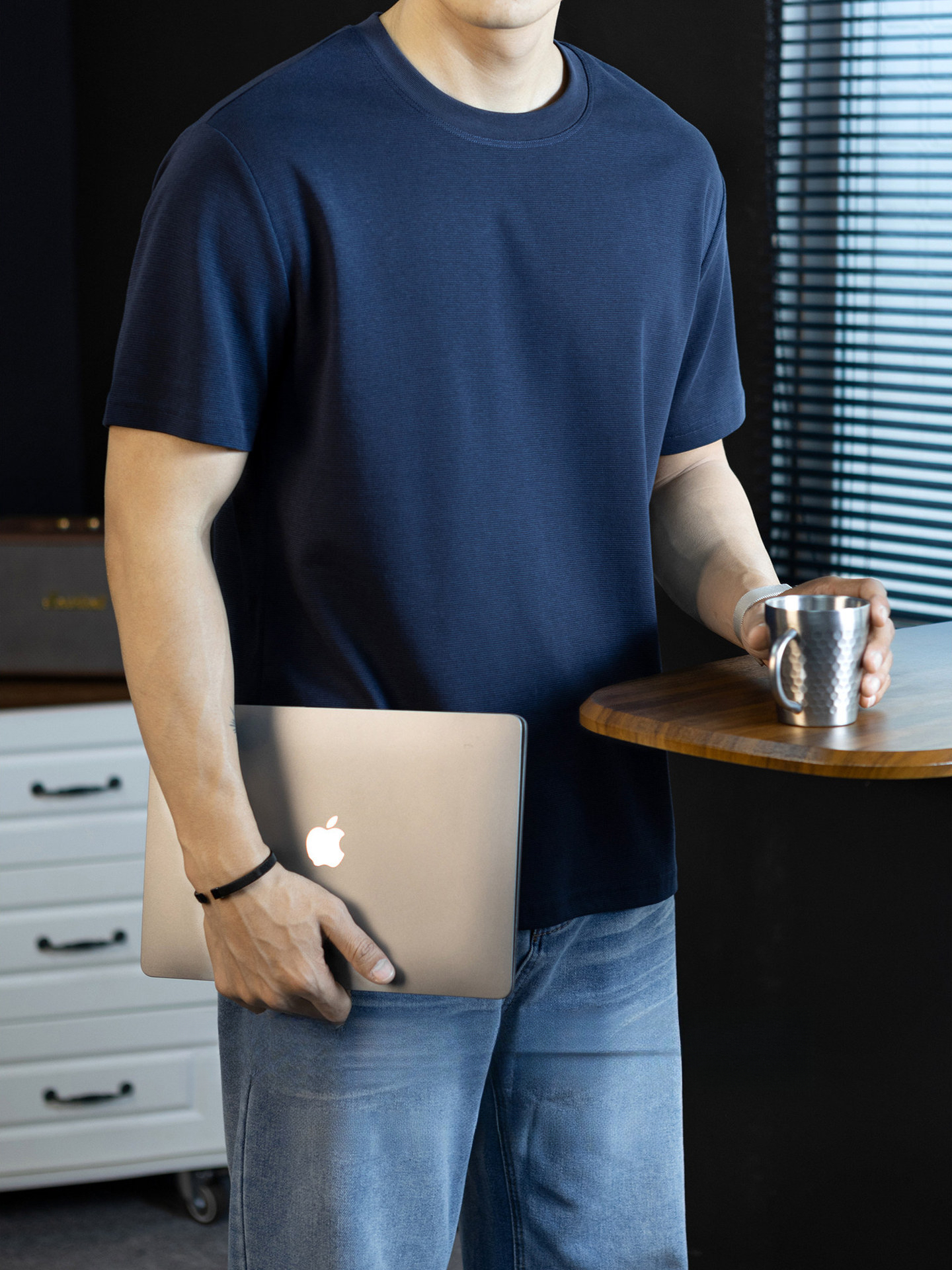 【都市鬆弛】26S世紀格肌理棉感純色T恤男士日常通勤短袖薄款夏季