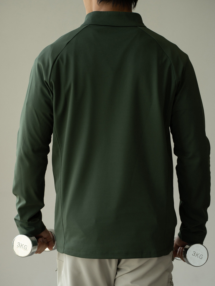 老錢風半開拉鍊小立領衛衣男士2025秋抗皺易打理高彈保暖長袖衛衣