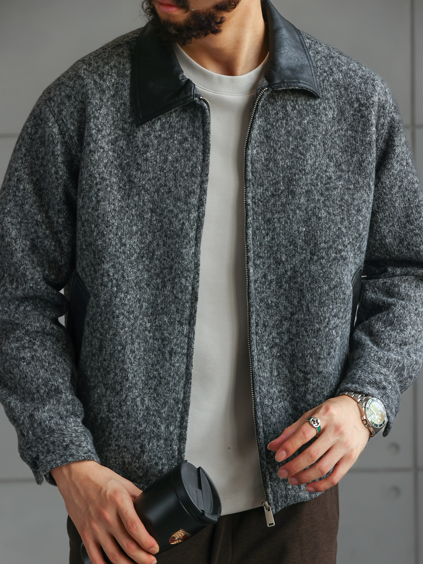 【绅士型格】冬季新款针织毛呢短款夹克男士休闲通勤外套