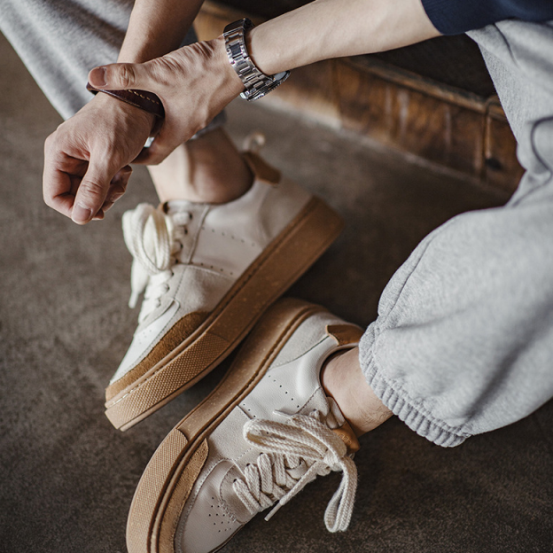 復古小眾板鞋夏新款低幫休閒透氣滑板鞋厚底增高百搭小白鞋男-Retro's Wear