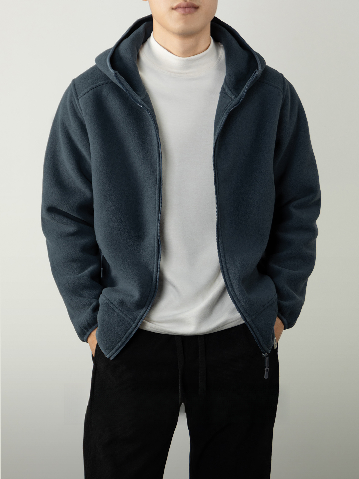 【聚熱搖粒絨】雙面暖絨連帽外套男士加厚保暖拉鍊插肩高級夾克衫