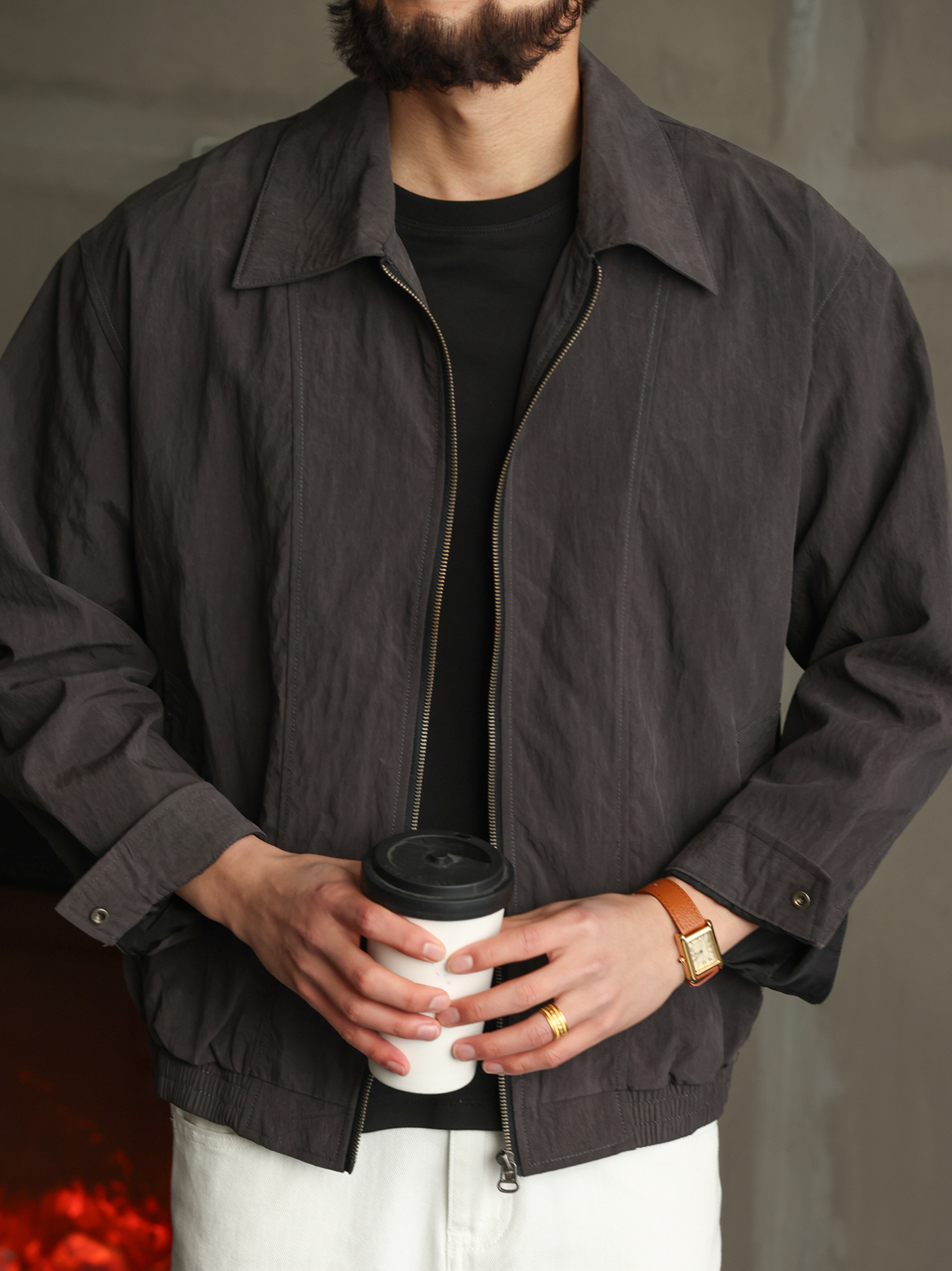 【輕薄零壓感】秋季萊塞爾翻領外套男休閒通勤輕量化夾克