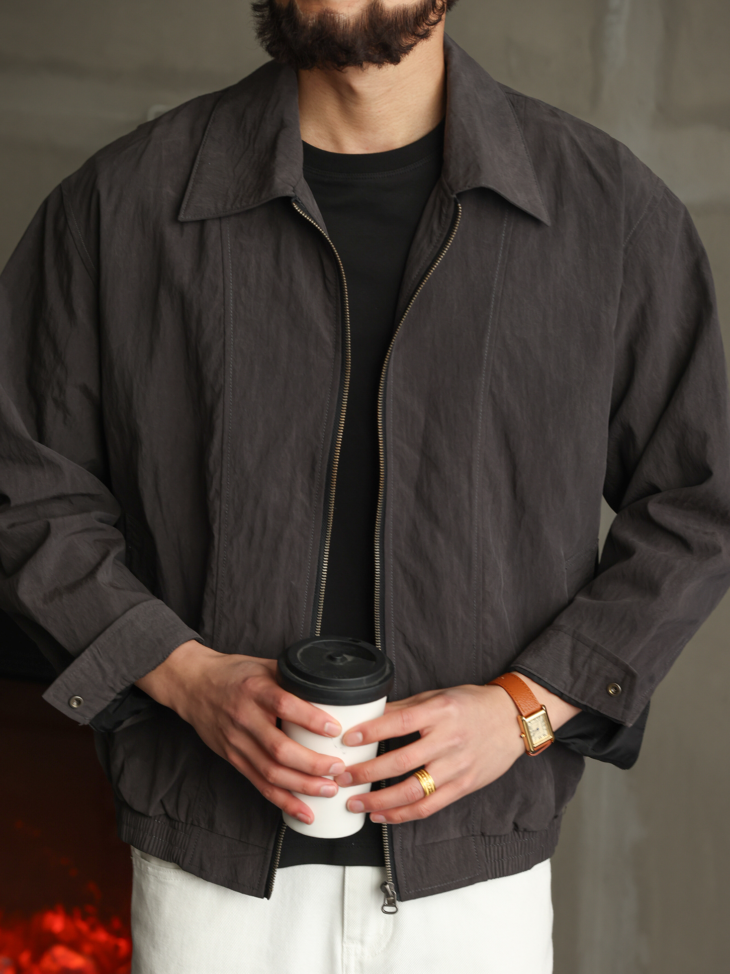 【輕薄零壓感】秋季萊塞爾翻領外套男休閒通勤輕量化夾克