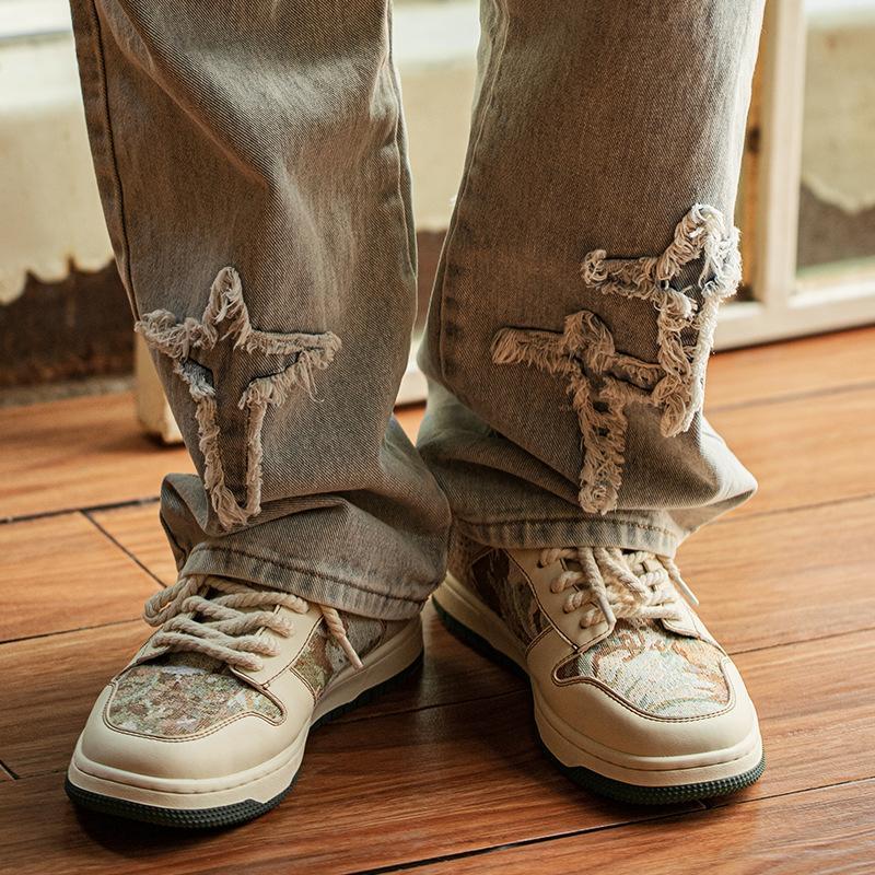 秘密森林情侶油畫板鞋男鞋秋季2022新款小眾厚底運動休閑鞋潮-Retro's Wear