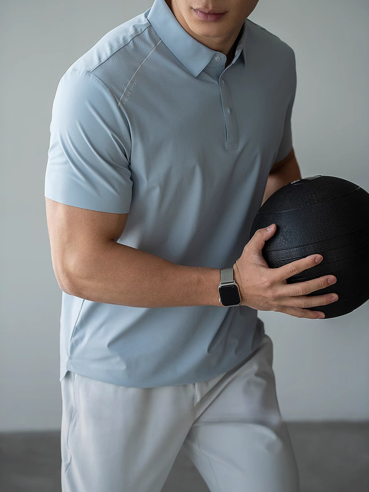無痕涼感7A抗菌速幹立領POLO衫男士夏新款運動休閒短袖上衣男