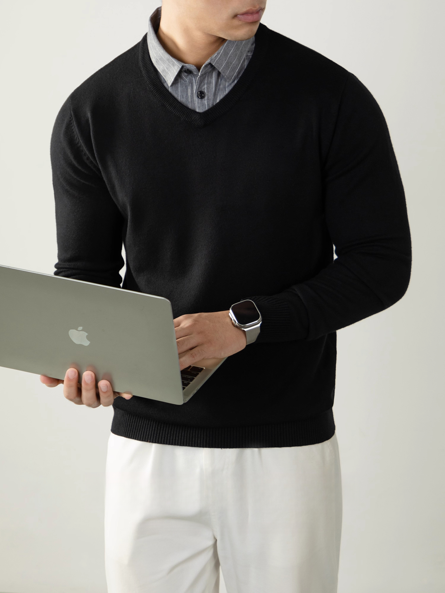 【假兩件】商務輕熟風毛衣男厚款秋冬長袖針織衫襯衫領通勤高級感