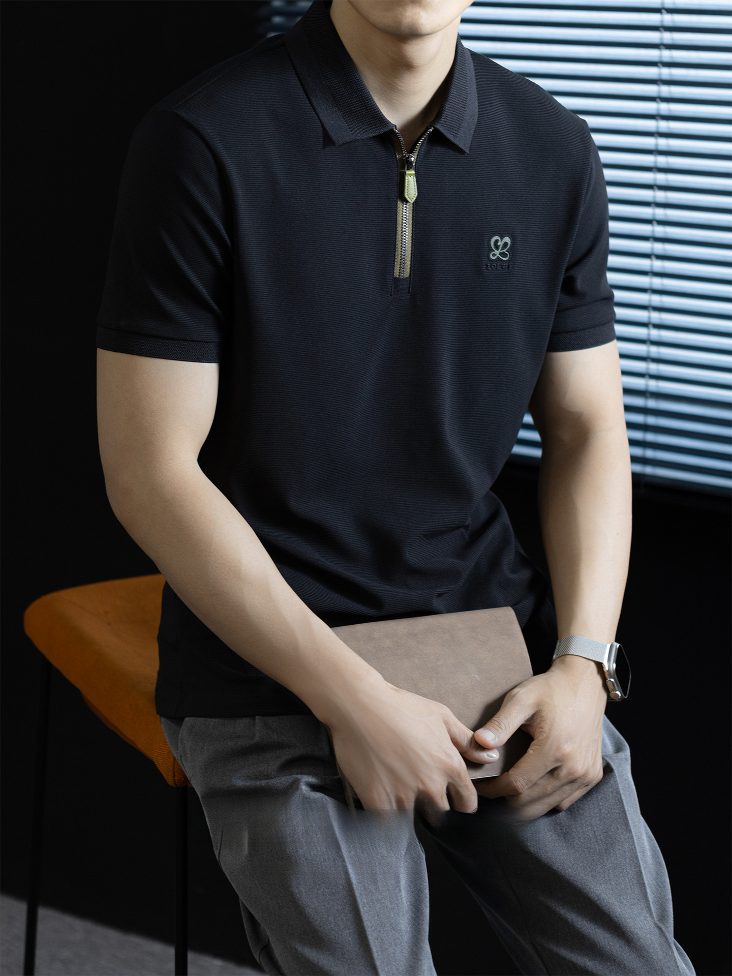 【冰絲蜂窩透氣孔】速幹短袖polo衫男撞色翻領半拉鍊夏季親膚涼感