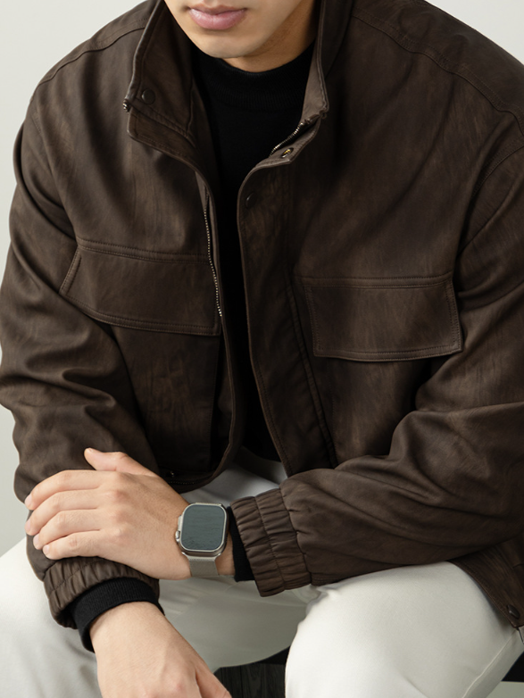 【美式復古】高街機車皮衣男啞光硬漢設計感PU皮夾克秋冬外套潮流