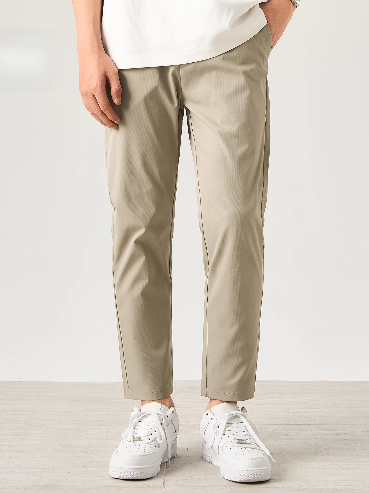 男士復古風免燙小西褲透氣薄款潮流錐形褲子垂感修身9九分褲