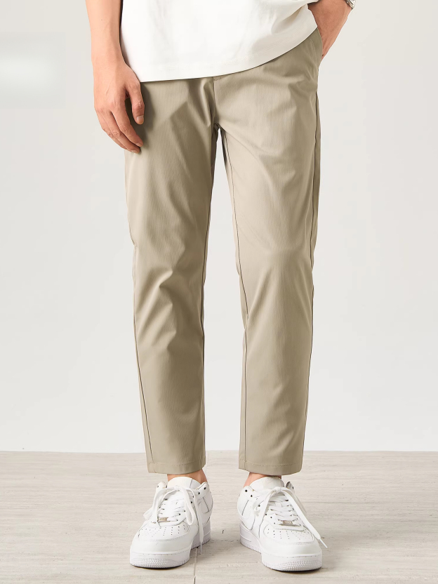 男士復古風免燙小西褲透氣薄款潮流錐形褲子垂感修身9九分褲