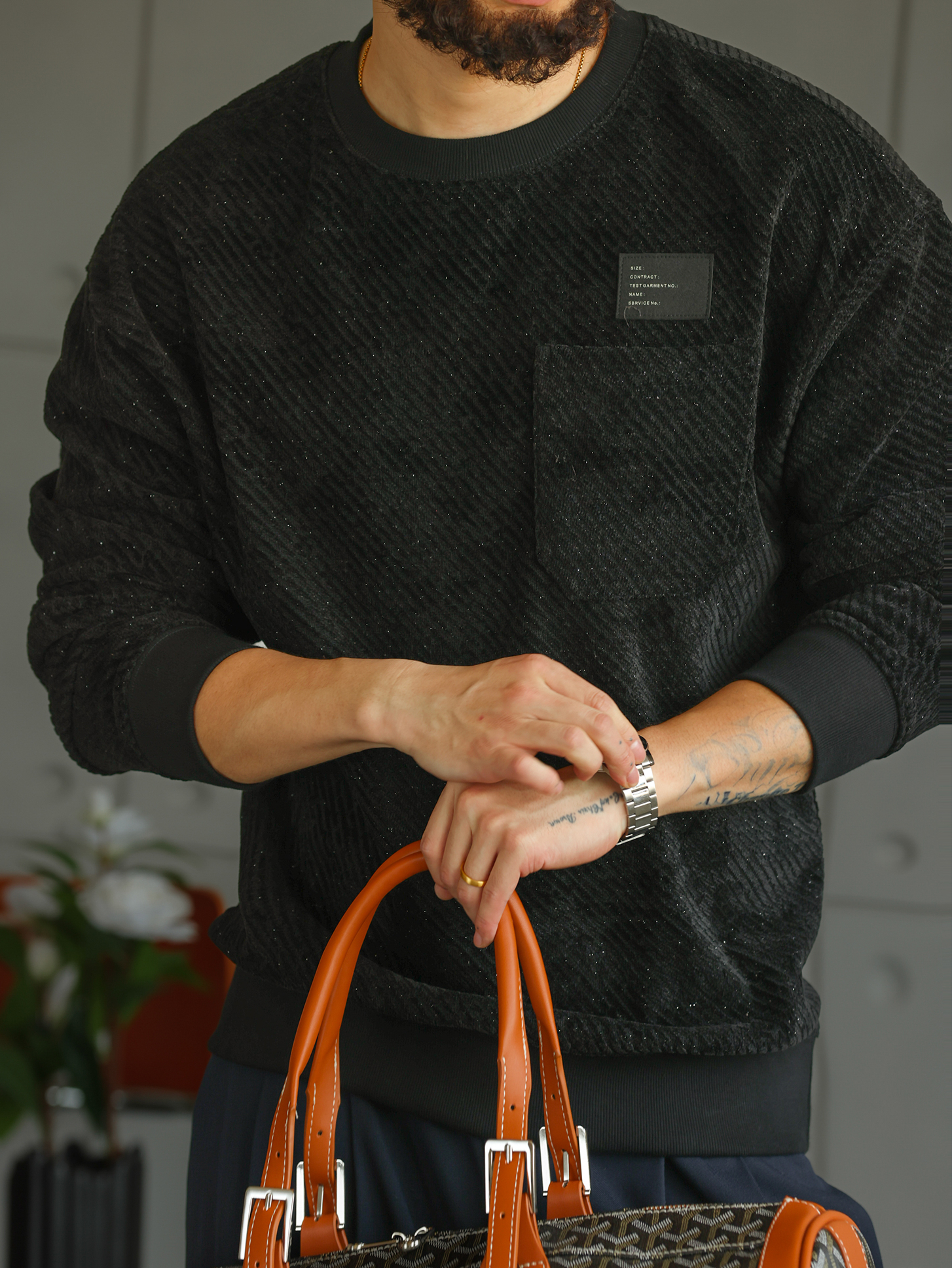 【都市輕旅】重磅圓領衛衣男高端秋季肌理感設計長袖上衣