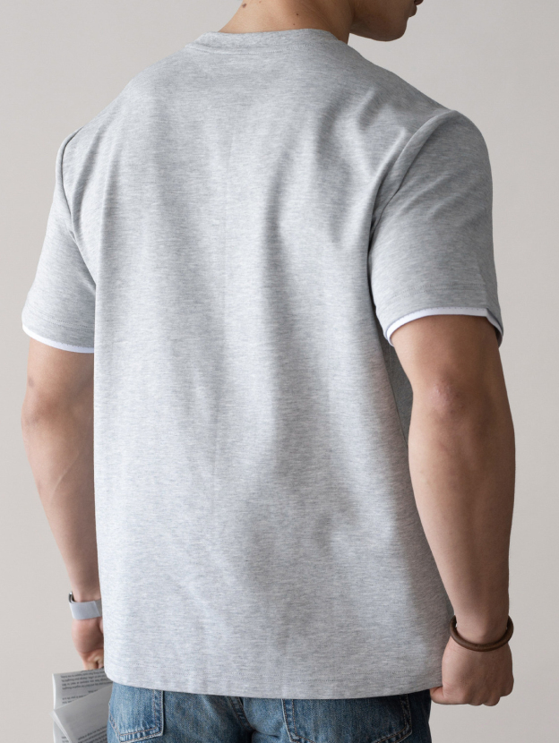 重磅棉拼接撞色袖圓領短袖T恤男士2026春季易打理鬆弛休閒新上衣