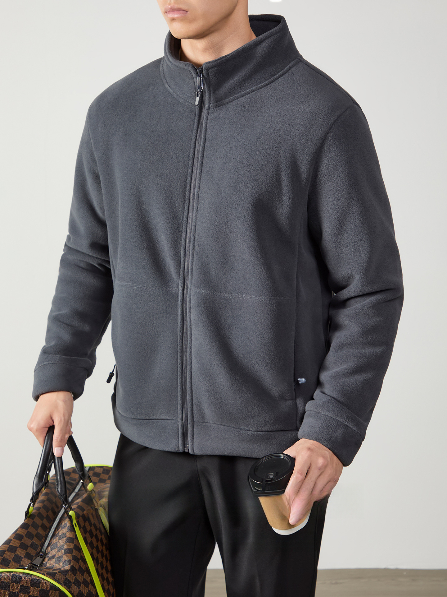 內外保暖【搖粒絨&羊羔絨】 高端冬季立領蓄熱厚款外套男通勤百搭