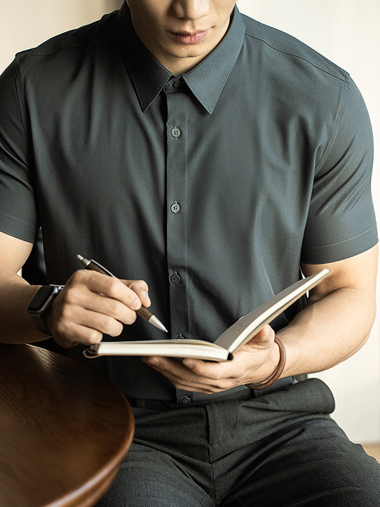 無痕垂感短袖襯衫男士2025春夏新款襯衣