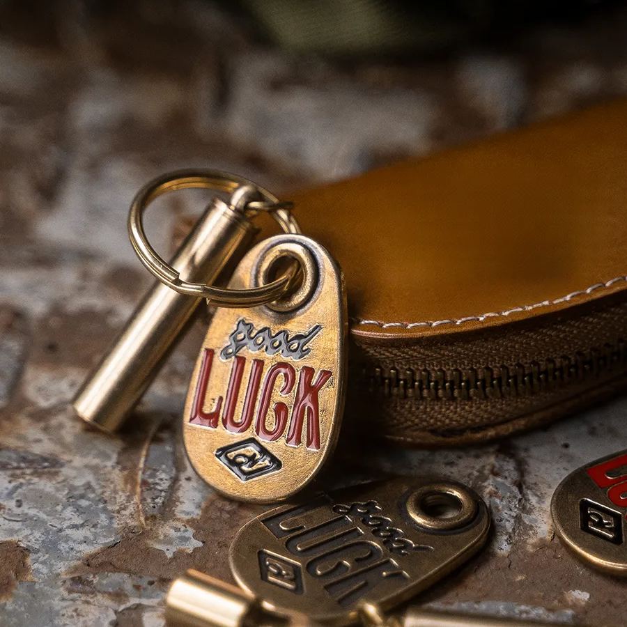 黄铜好运牌黄铜军哨钥匙扣金属机车钥扣摩托车挂件-Retro's Wear