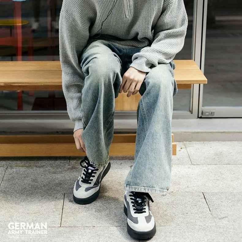 甜甜圈德訓鞋男鞋秋季阿甘鞋厚底運動休閒板鞋復古百搭潮鞋子