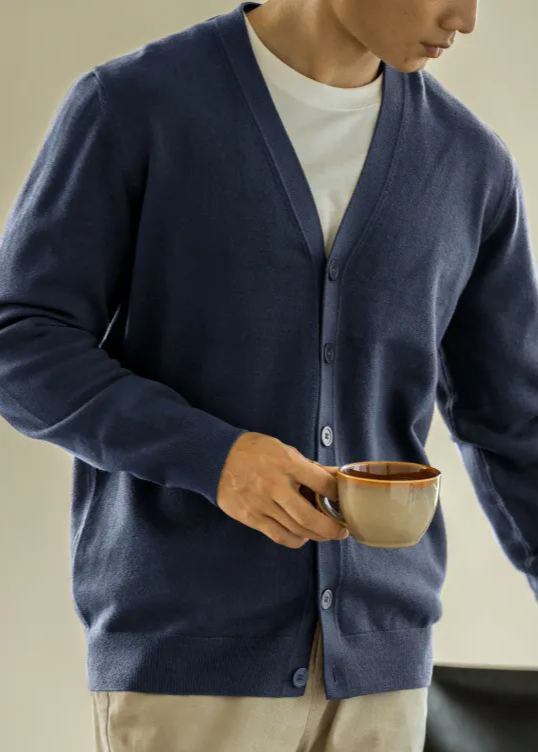 針織開衫外套男士V領毛衣長袖秋季商務休閒男裝新款上衣