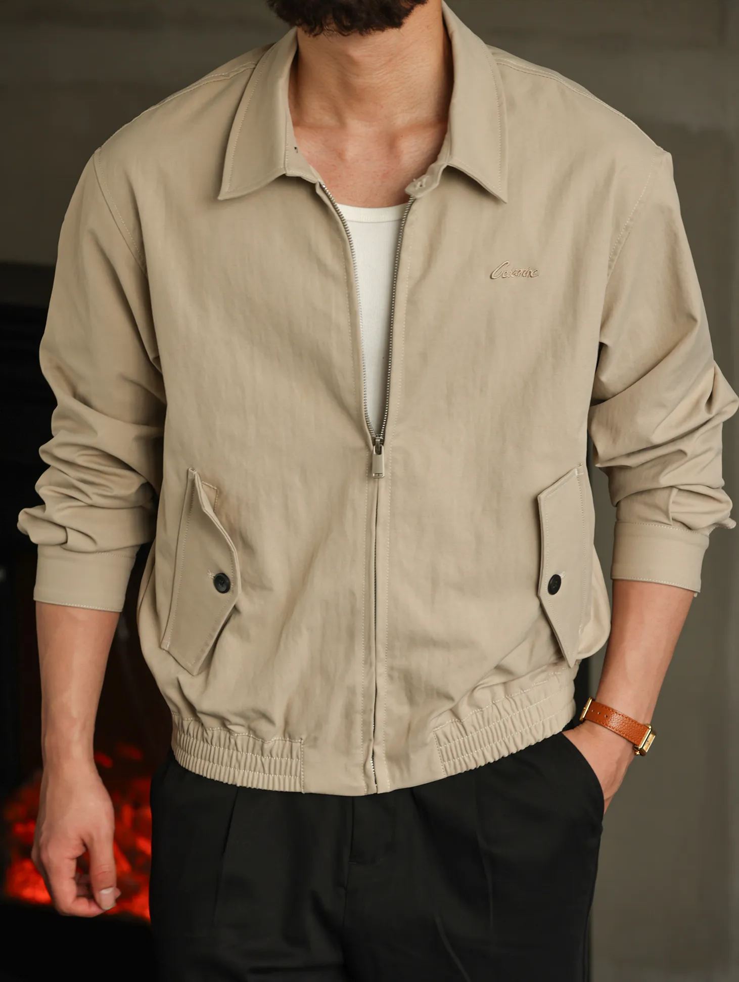 【智性通勤】美式哈靈頓翻領夾克男25秋季短款休閒外套男