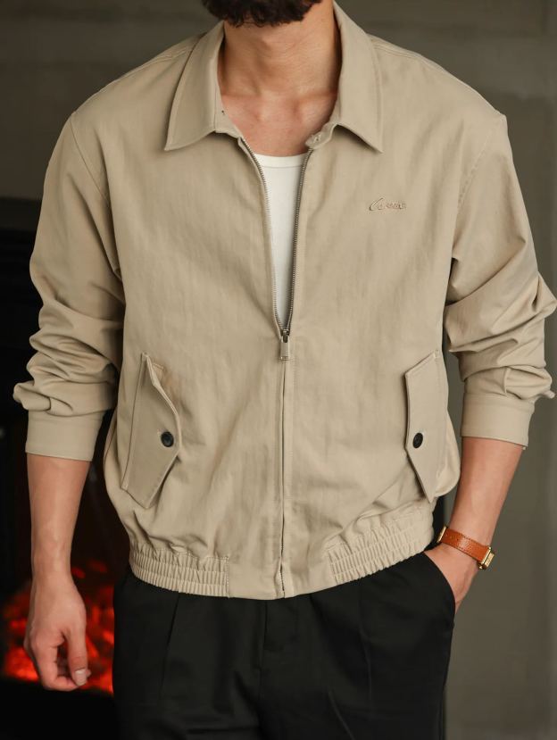 【智性通勤】美式哈靈頓翻領夾克男25秋季短款休閒外套男