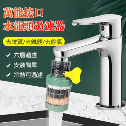 萬能接口水龍頭過濾器，99%的水龍頭都適用，6層過濾水中雜質，防噴濺，飲水安全健康