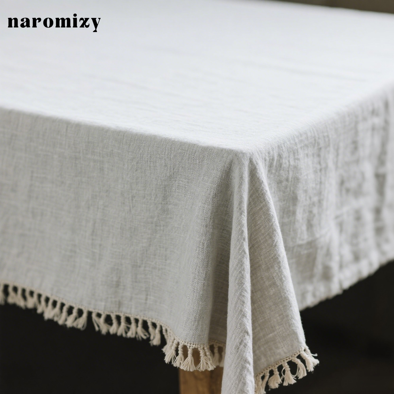 Solid color cotton and linen tablecloth