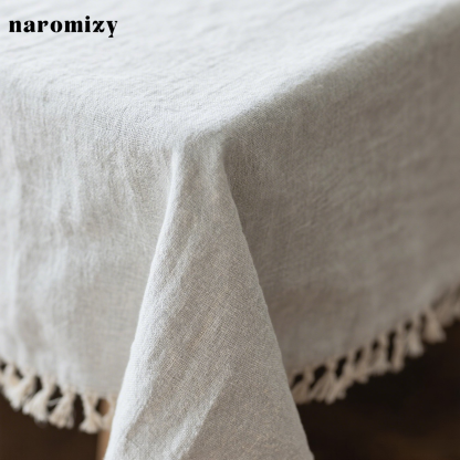 Solid color cotton and linen tablecloth