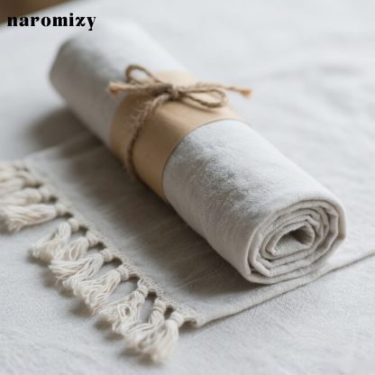 Solid color cotton and linen tablecloth