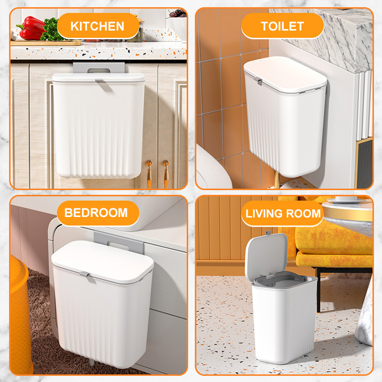 Hangable sliding lid trash can