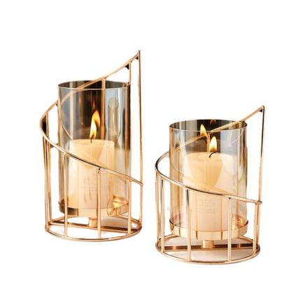 Nordic romantic candlestick ornaments living room dining table European luxury high-end iron candle decoration candlelight dinner props