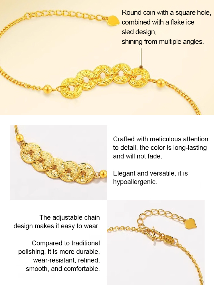 Glittering Five Emperors Coin Wealth Bracelet