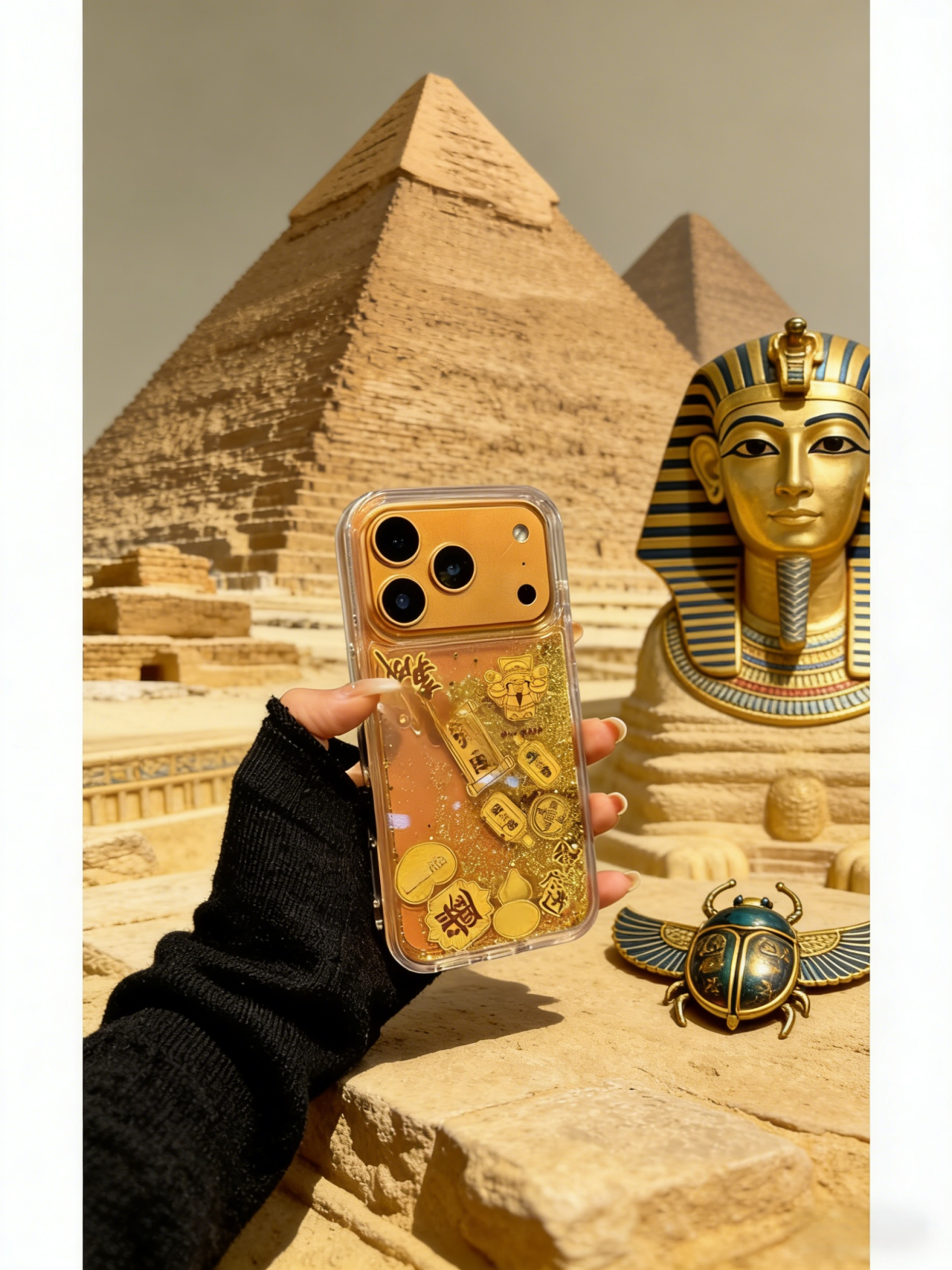[Wealth and Prosperity] Prosperous Flowing Sand Gold Foil God of Wealth Phone Case