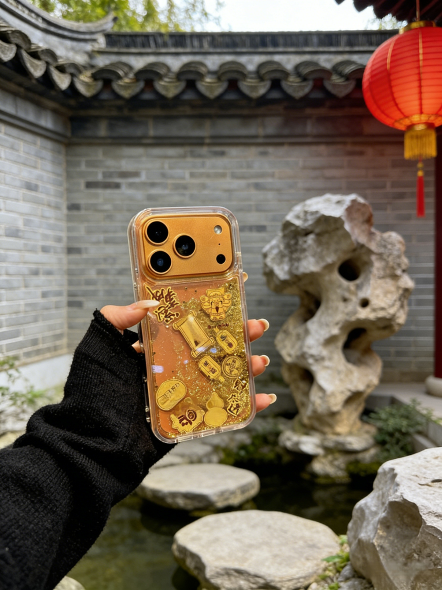 [Wealth and Prosperity] Prosperous Flowing Sand Gold Foil God of Wealth Phone Case