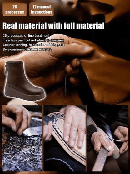 [7cm Height Increase] Genuine Leather Thick-Soled Comfortable Ankle Boots