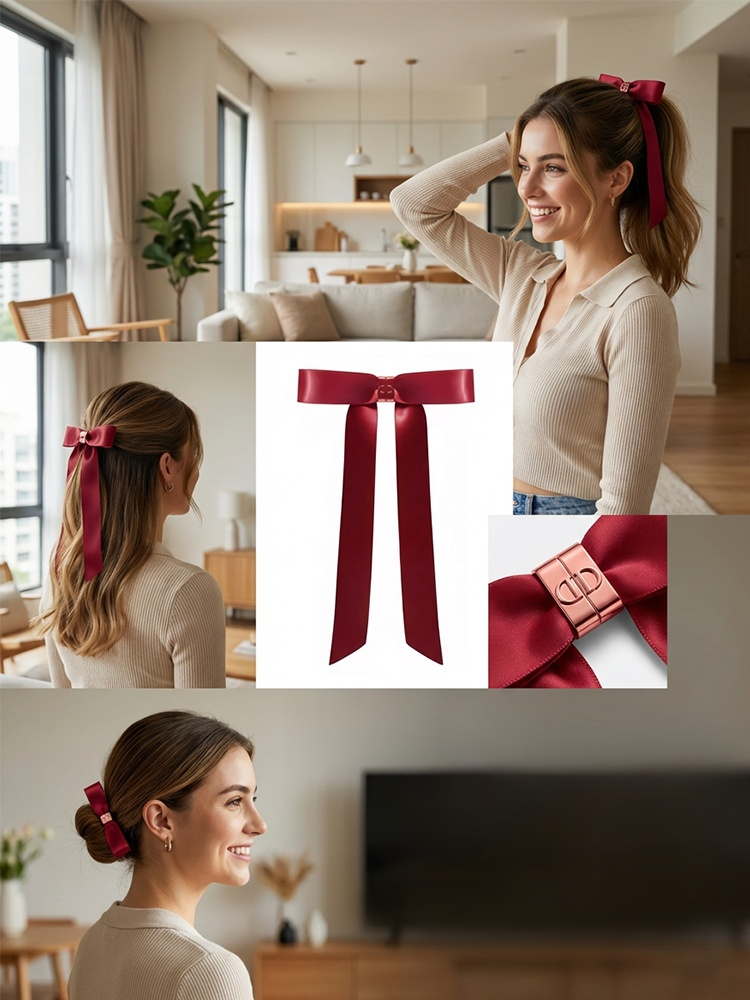 Ladies' Metal Bow Magnetic Hair Clip