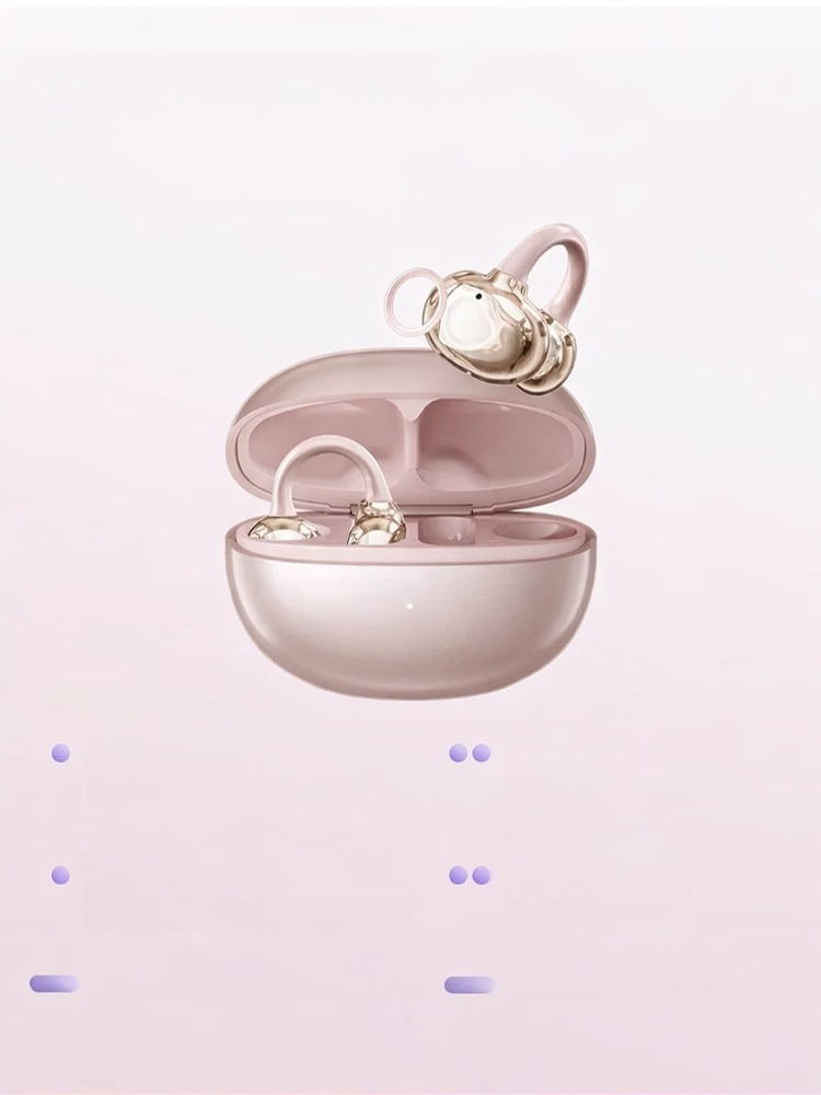 Bowknot Bluetooth Earbuds Clip-on Earrings with Rhinestone Button