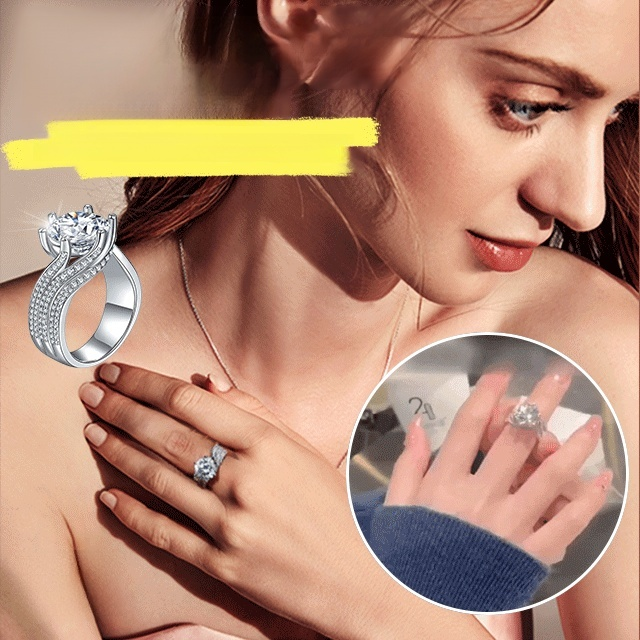 [Light luxury] Luxurious rhinestone ring full of rhinestones