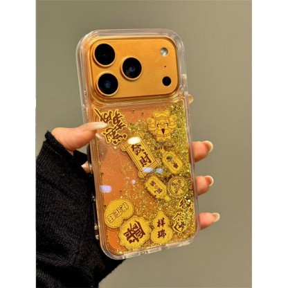 [Wealth and Prosperity] Prosperous Flowing Sand Gold Foil God of Wealth Phone Case