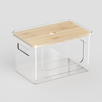 日用品廚房桌面大卷透明垃圾袋收納盒木蓋可疊加收納盒