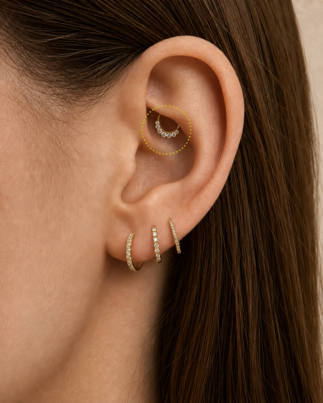 Daith piercing placement
