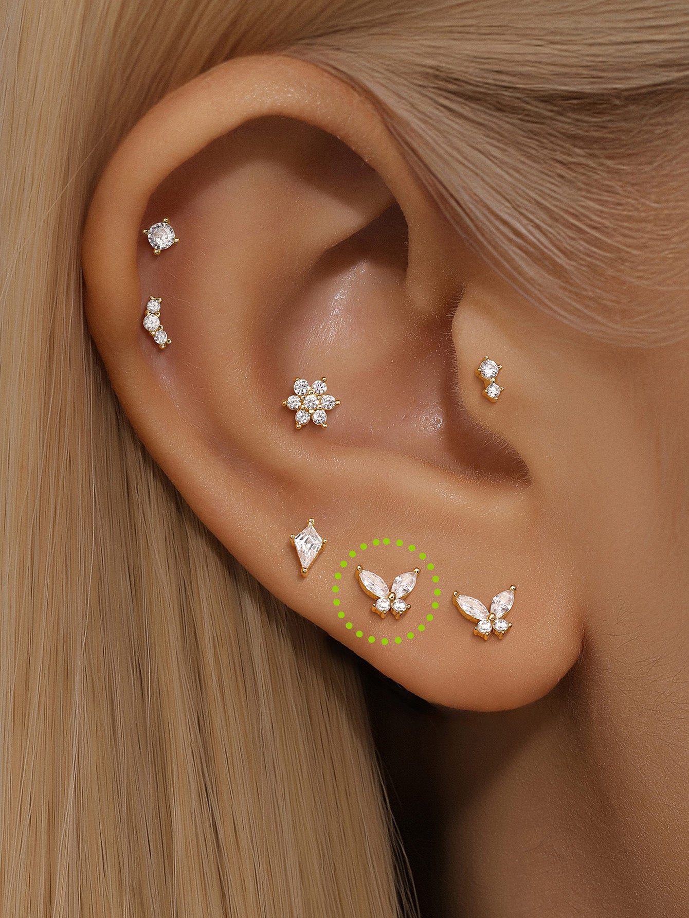 925 Sterling Silver Butterfly Ear Piercing Stud-aurivna